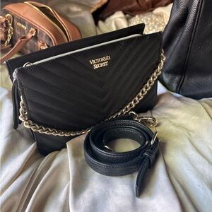 Victoria's Secret Black Quilted Crossbody Bag